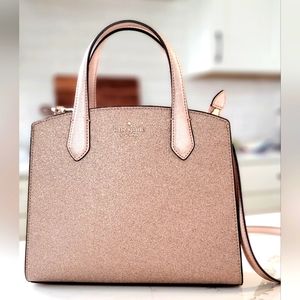 Kate Spade Rose Gold Glitter Tinsel Satchel Crossbody Handbag Bag